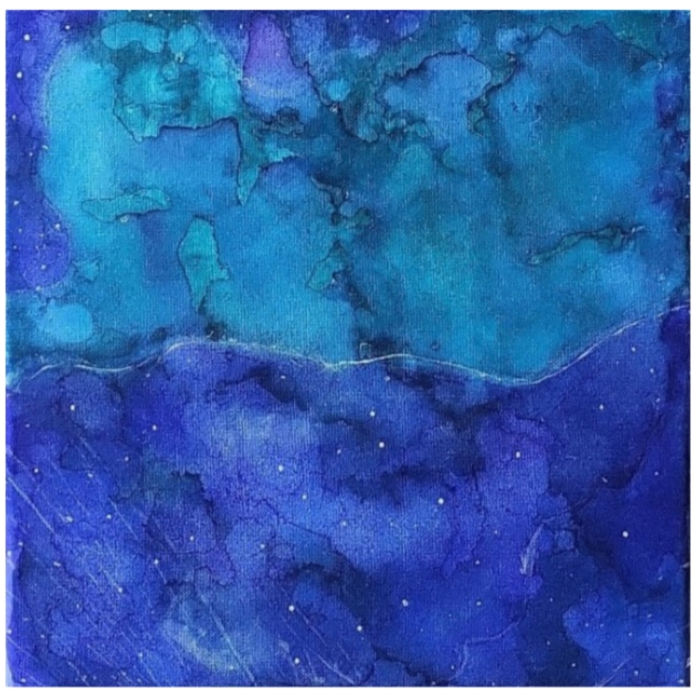 Hand Crafted Turquoise and Purple Abstract Design 12 x 12 Inches Canvas Painting